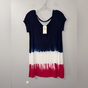 Cable & Gauge Red White Blue Scoop Neck Top Patriotic American July 4th NWT M